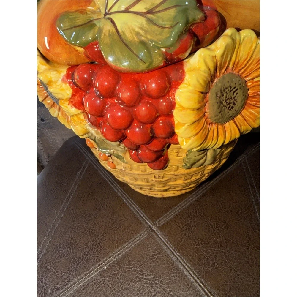 Vtg Certified International Pamela Gladding Windsor Fruit Basket Cookie Jar  12